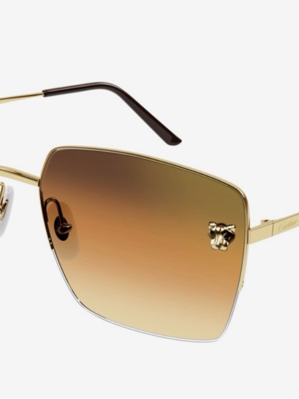 AUTHENTIC Cartier Gold Frame Sunglasses with Brown Gradient Lenses - Picture 2 of 9